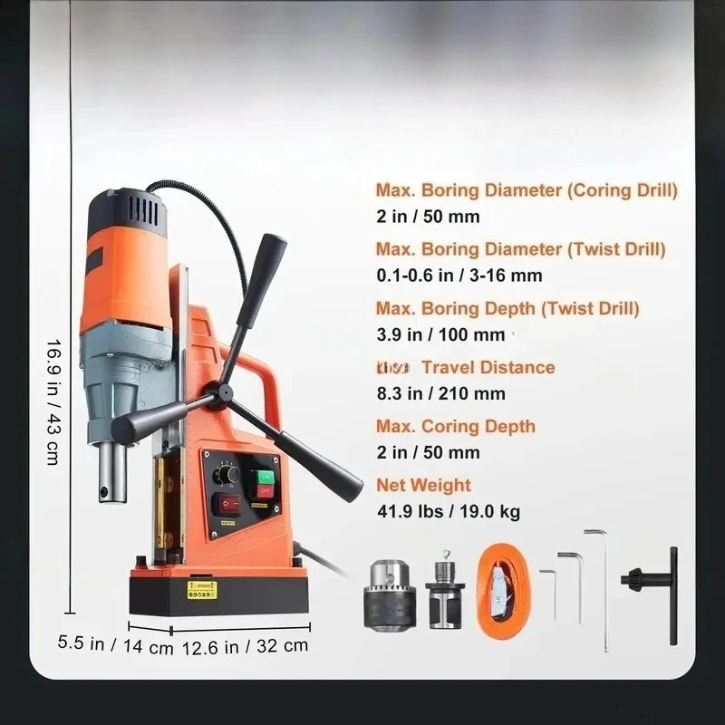 1550W 50 Mm Boring 13000N Portable Mag Drill Press With Variable Speed 500 RPM Drilling