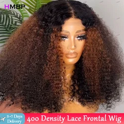 400 High Density Glueless Lace Frontal Wigs Human Hair Ready To Go P4/33 Color Kinky Curly 360 Hd Lace Wig Human Hair For Women