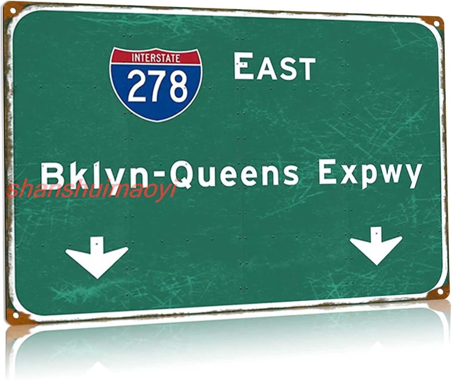 Brooklyn- Queens Expwy Metal Tin Signs New York East Interstate 278 Street Metal Poster Nyc Airport Highway Direction Si ALI