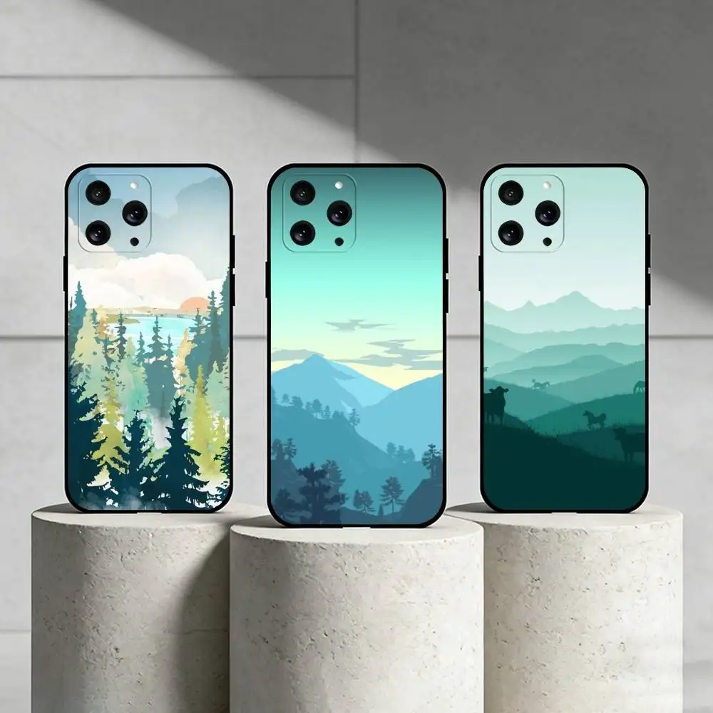 

E- Earth Day-forest Phone Case For iPhone 17,16,15,14,13,12,11 Plus,Pro Max,SE4Soft Silicone Black Cover