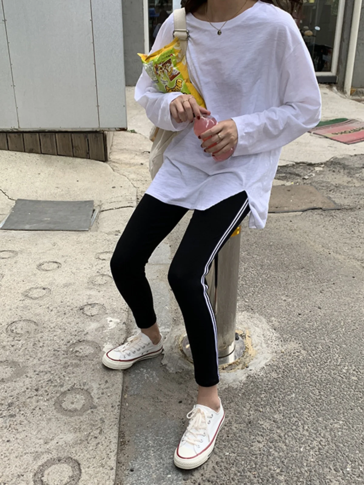 Pantaloni fitn in cotone East Gate Pantaloni elastici dimagranti da donna Autunno Nuovi pantaloni a strati base Sle Pantaloni casual Seven/Nove