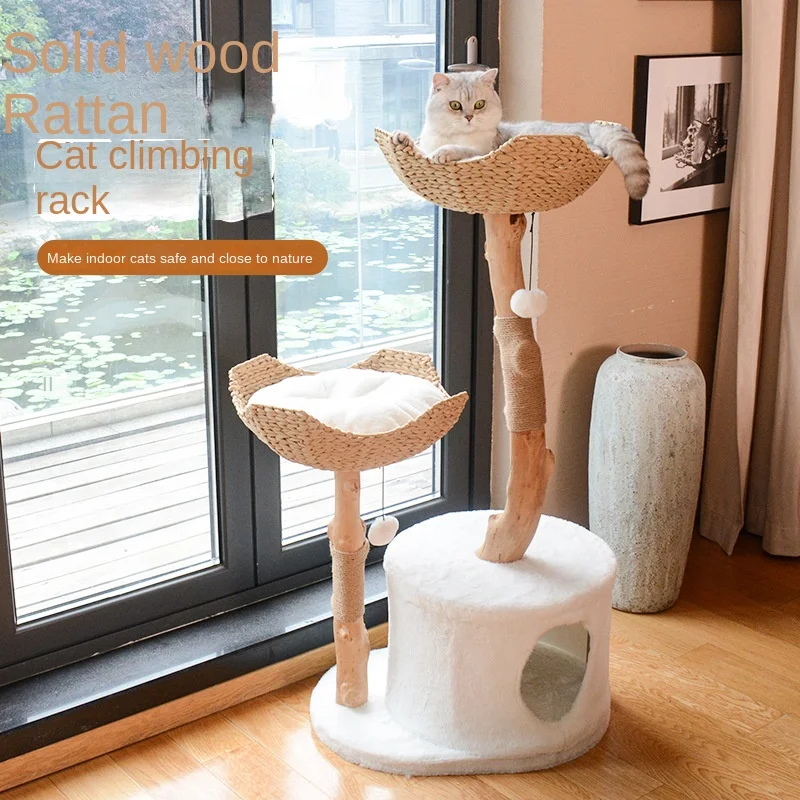 

Cat climbing frame, solid wood, luxurious tree trunk, nest, integrated scratching column, tree, luxurious villa,