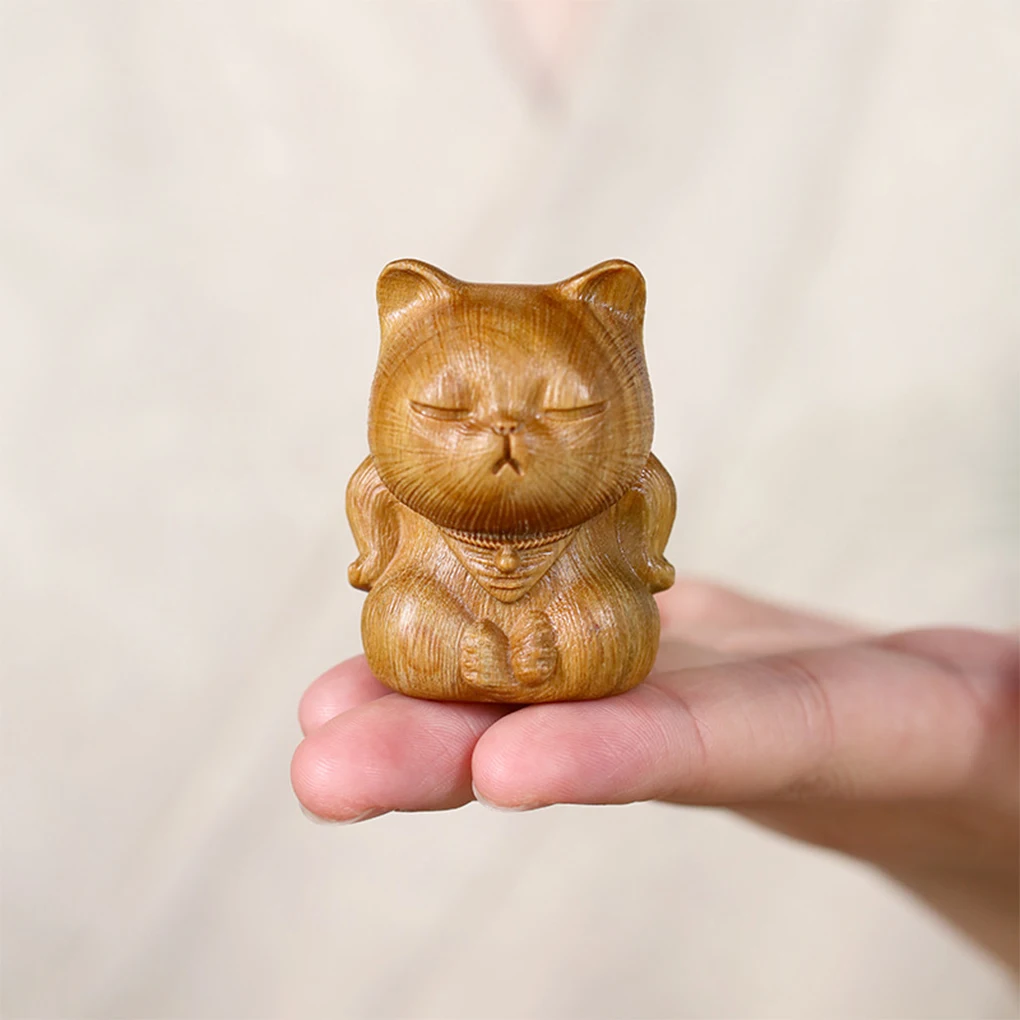 Ornaments Decoration Sandalwood Cat Figurine Sculpture Wood Souvenirs