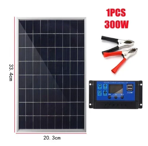 300W Zonnepaneel Kits Compleet 12V Polykristallijne Usb Power Draagbare Outdoor Oplaadbare Zonnecel Zonne-Energie Generator Voor Thuis