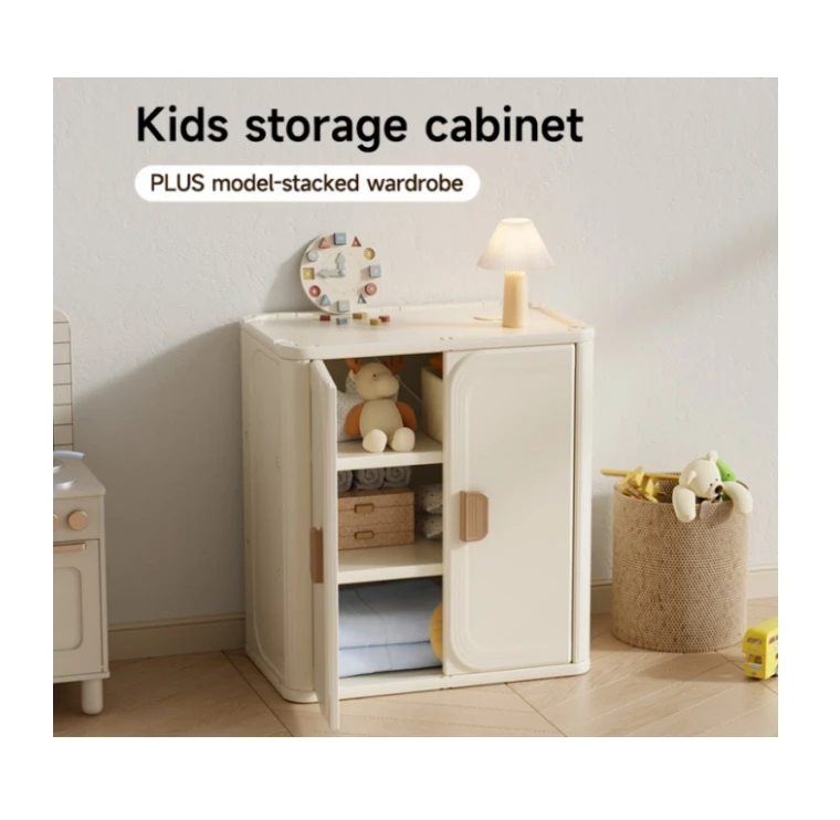 

Modern Plastic Wardrobe Storage Cabinet for Kids for Bedroom School Living Room Dining Children's Furniture with Shelf