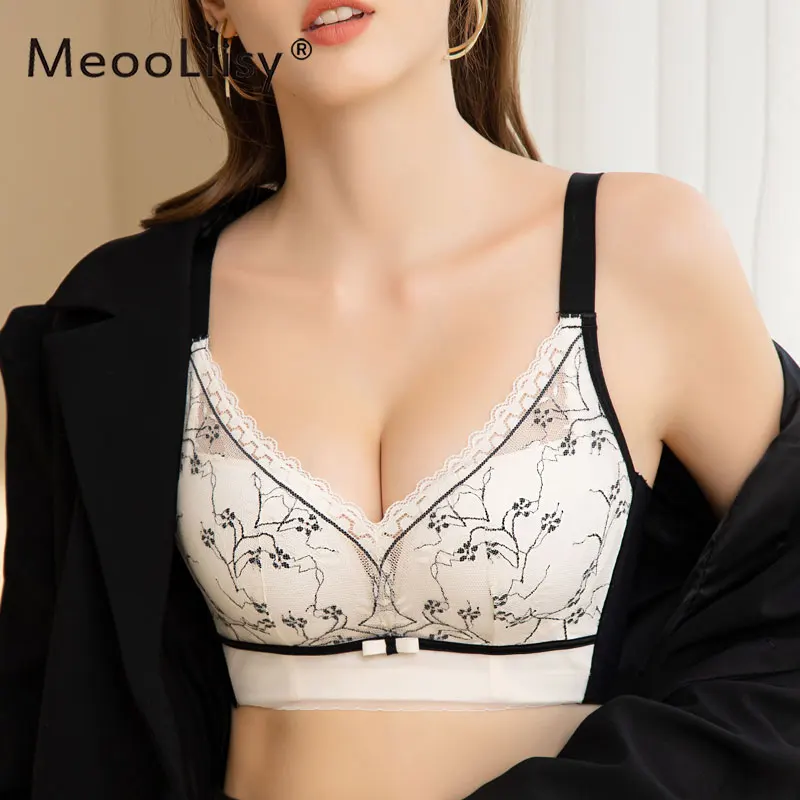 MeooLiisy Thin Cup Push Up Bras for Women Sexy Lace Breathable Underwear No Wire Comfortable Lingerie