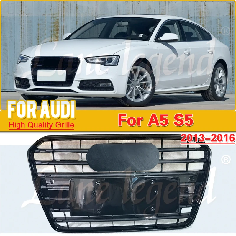 

Reticular Front Bumper Grille Frame for Audi A5 2013 2014 2015 2016（Refit for S5 Style) Centre Panel Upper Grill