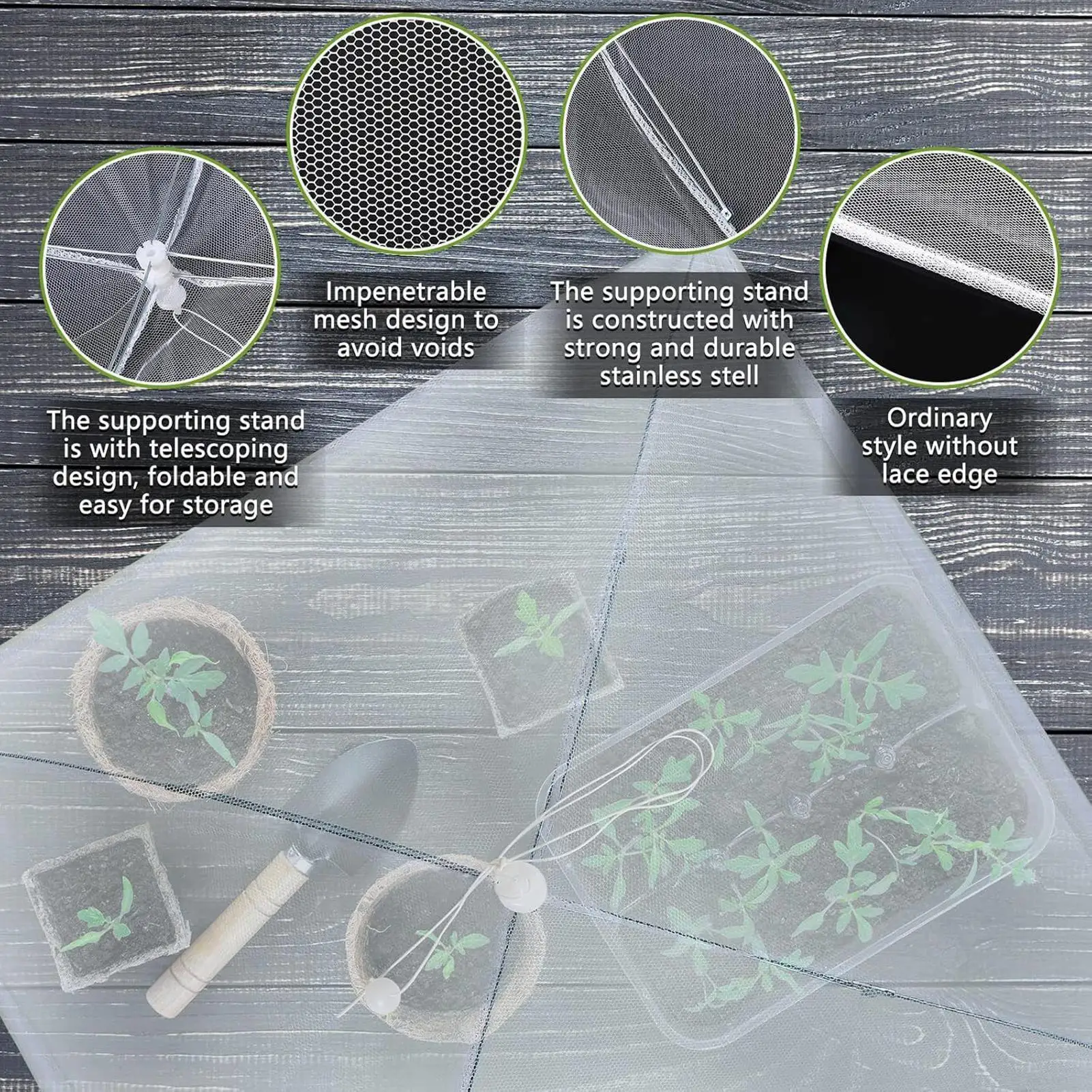 Mesh Plant Cover Cloche Dome Fly Barrier Foldable Umbrella Protection Guard Tent for Flowers Crops Vegetable Greenhouse Garden