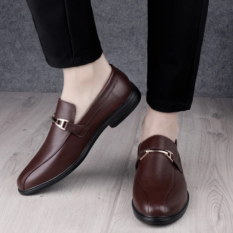 High Quality Comfy Genuine Leather Business Shoes Leather Loafers Mens Casual Shoes Luxury Brand Mens Office Formal Dress Shoes