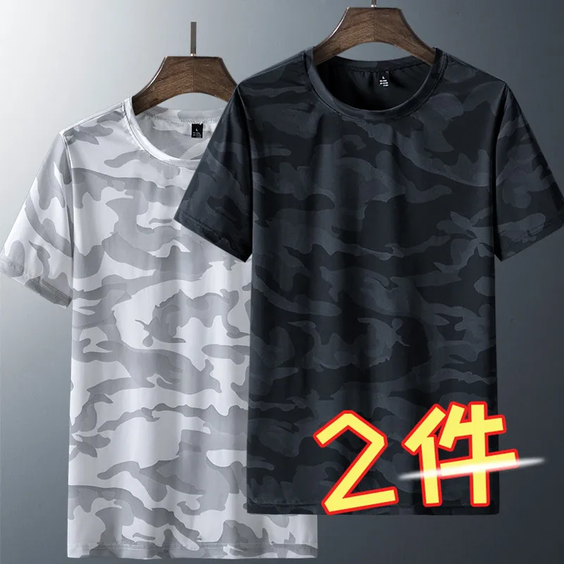 Camouflage Ice Silk Loose Fit plus Size T-Shirt Ultra Thin Quick Dry Breathable Summer Sportswear Women's Short Sleeve Top