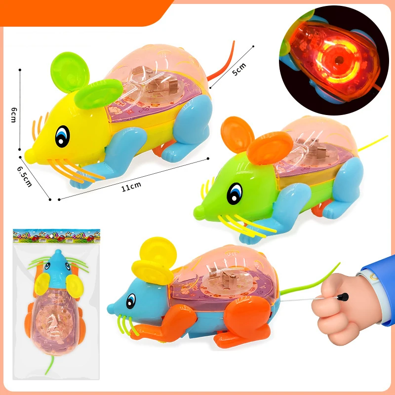 Creative Cartoon Glowing Pull Line Mouse Will Run Toy Funny Colourful Animal Shape Children Educational Toys Tease Pet Toy Gift