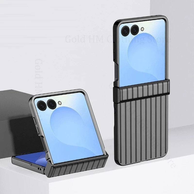 

Luggage Texture Shockproof Hinge Case For Samsung Galaxy Z Flip7 5G Suitcase PC Hinged Protection Cover For Samsung Z Flip 7 6 5