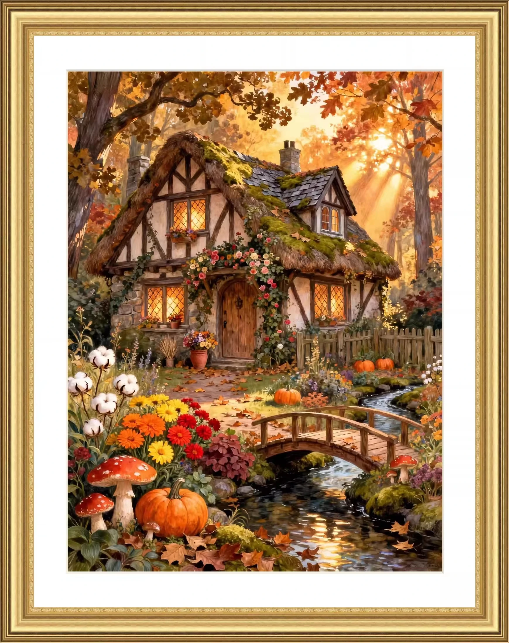 

500/1000/1200/2000 PCS Jigsaw Puzzles Forest Seasonal Cabin Scenery Family Activity Games for Gameroom Bedroom Gift Frameless