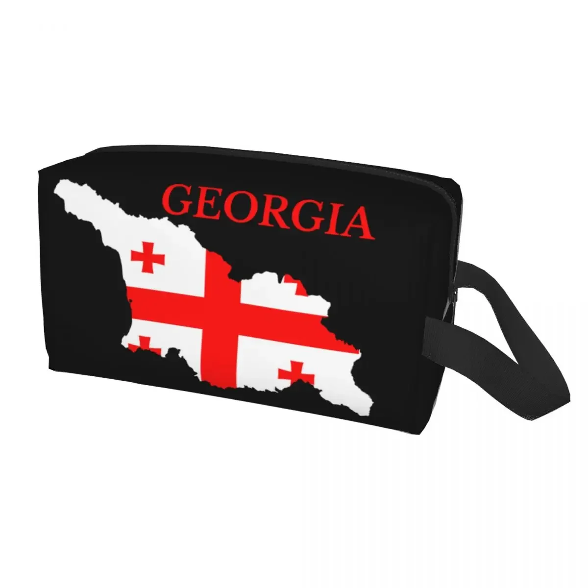 Georgia Country Flag Map Cosmetic Bag  Cute Large Capacity Georgian Proud Patriotic Makeup Case Beauty Storage Toiletry Bags