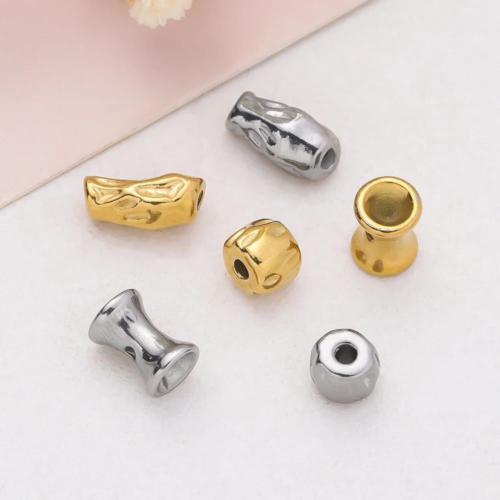 5/10 قطعة الفولاذ المقاوم للصدأ غير النظامية أنبوب خزر عازل الحفرة الكبيرة الخرز DIY بها بنفسك حساسة صنع المجوهرات سوار قلادة لوازم #1