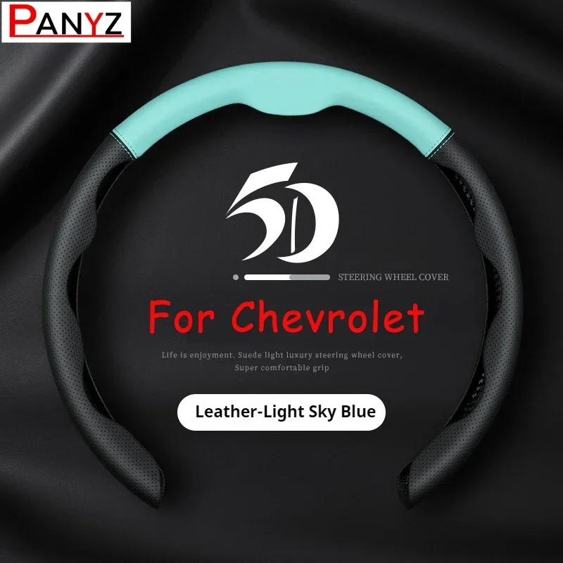 

Genuine Leather Car Steering Wheel Cover Ultra-thin Breathable 38cm For Chevrolet Cruze Spark Camaro Volt Bolt Trax Malibu