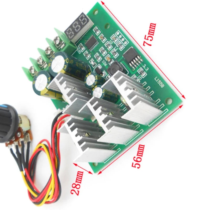 조정 가능한 LED 디지털 모터 속도 조절기, PWM DC 모터 속도 제어기, 모터 속도 제어 거너, DC 6-60V, 30A, 12V, 24V, 36V