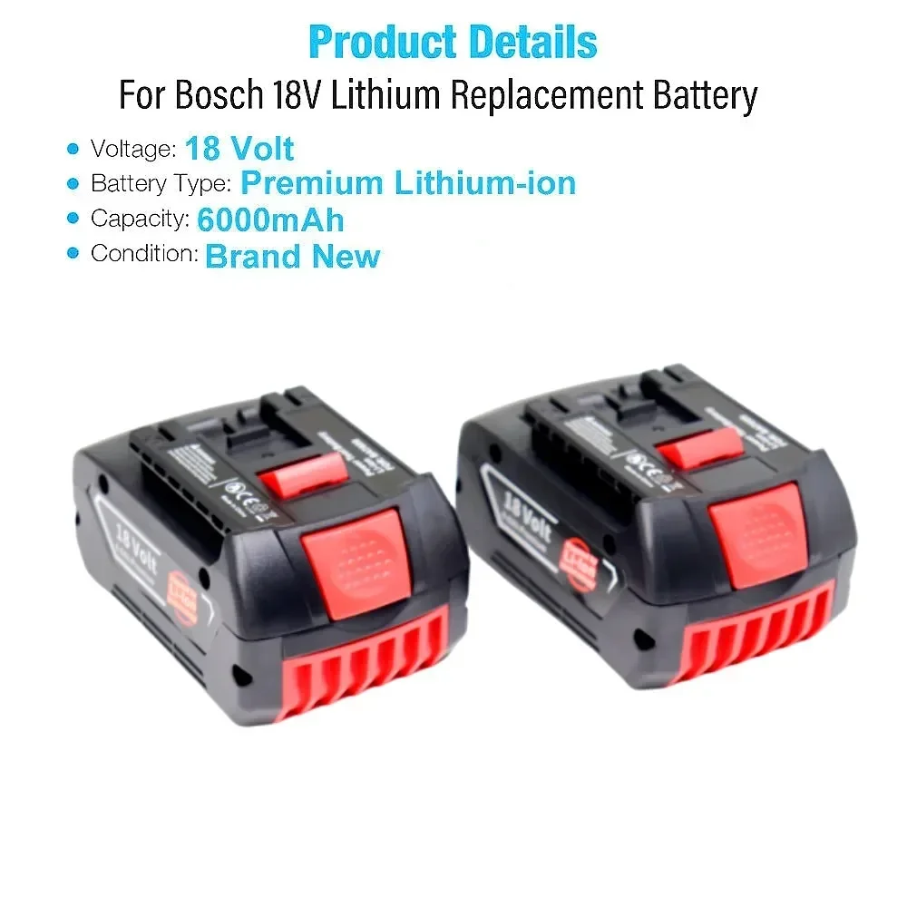 Reemplazo Original BAT609 18 voltios 6.0Ah 8.0Ah batería recargable de iones de litio para batería de respaldo portátil Bosch 18V 8.0Ah