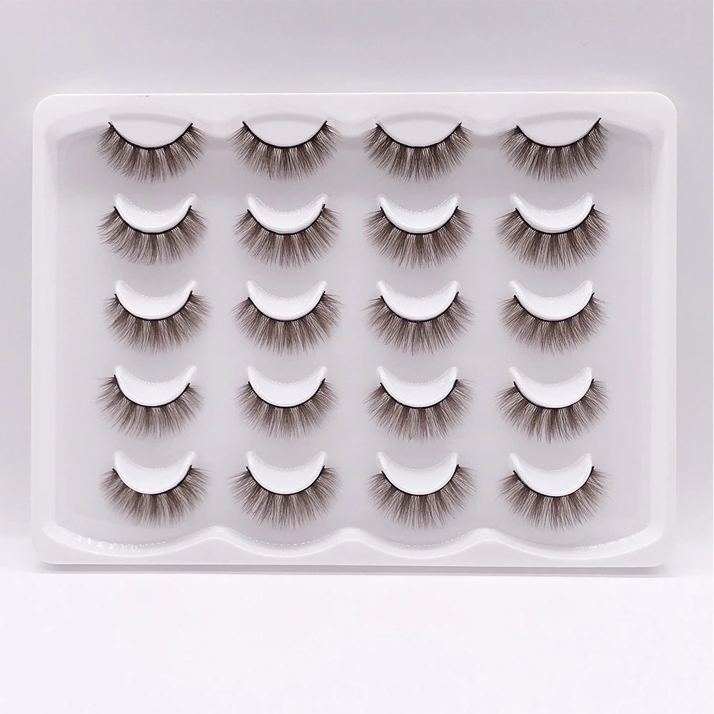 10pairs Natural Brown Eyelashes 3D Korea Silk Fiber Colored Blond Lashes Makeup Fluffy Cilias Wholesale Supplier False Eyelash