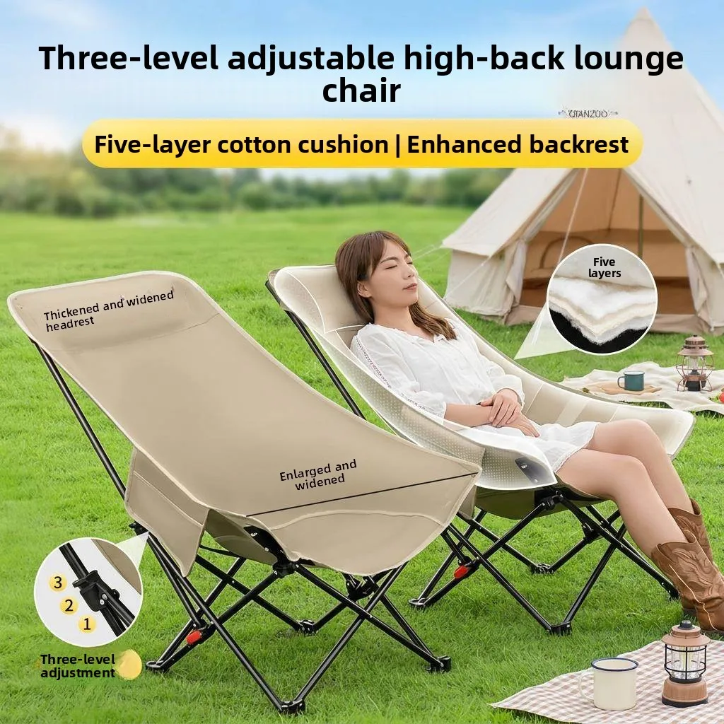 Outdoor Portable Folding Chair Backrest Moon Chair Beach Picnic Travel Fishing Stool Camping Stool Lightweight Stackable Chair