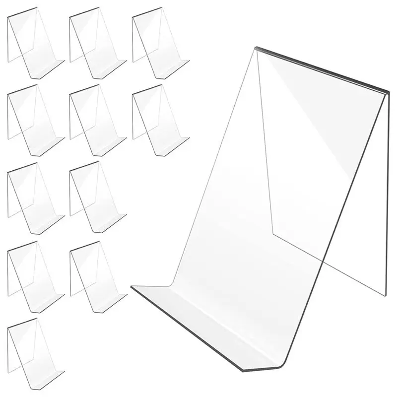 A45I 12 Pack Acrylic Book Stand,Clear Book Display Easel,Acrylic Book Stand Holder for Displaying Comic Books Albums