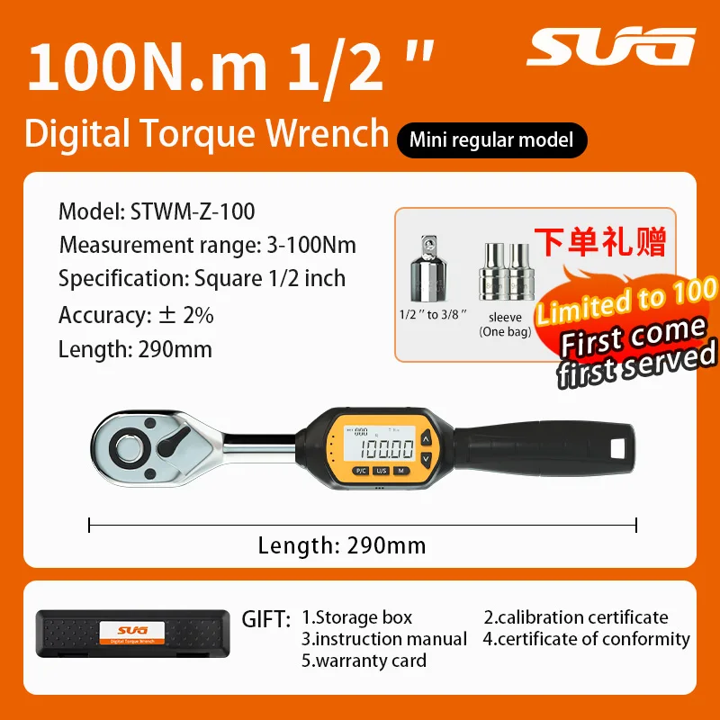 

1/2 inch drive digital wrench with a torque range of 3-100Nm, apply to high-precision torque wrenches on bicycles highways, etc