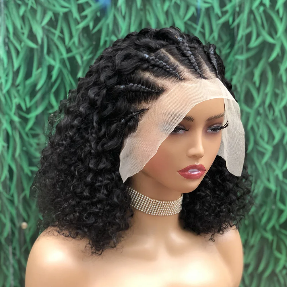 13x4 Lace Front Curly BOB Wigs For Women Braided 13x4 Lace Front Human Hair Wig African Curly Human Hair Wigs Preplucked HairUGo