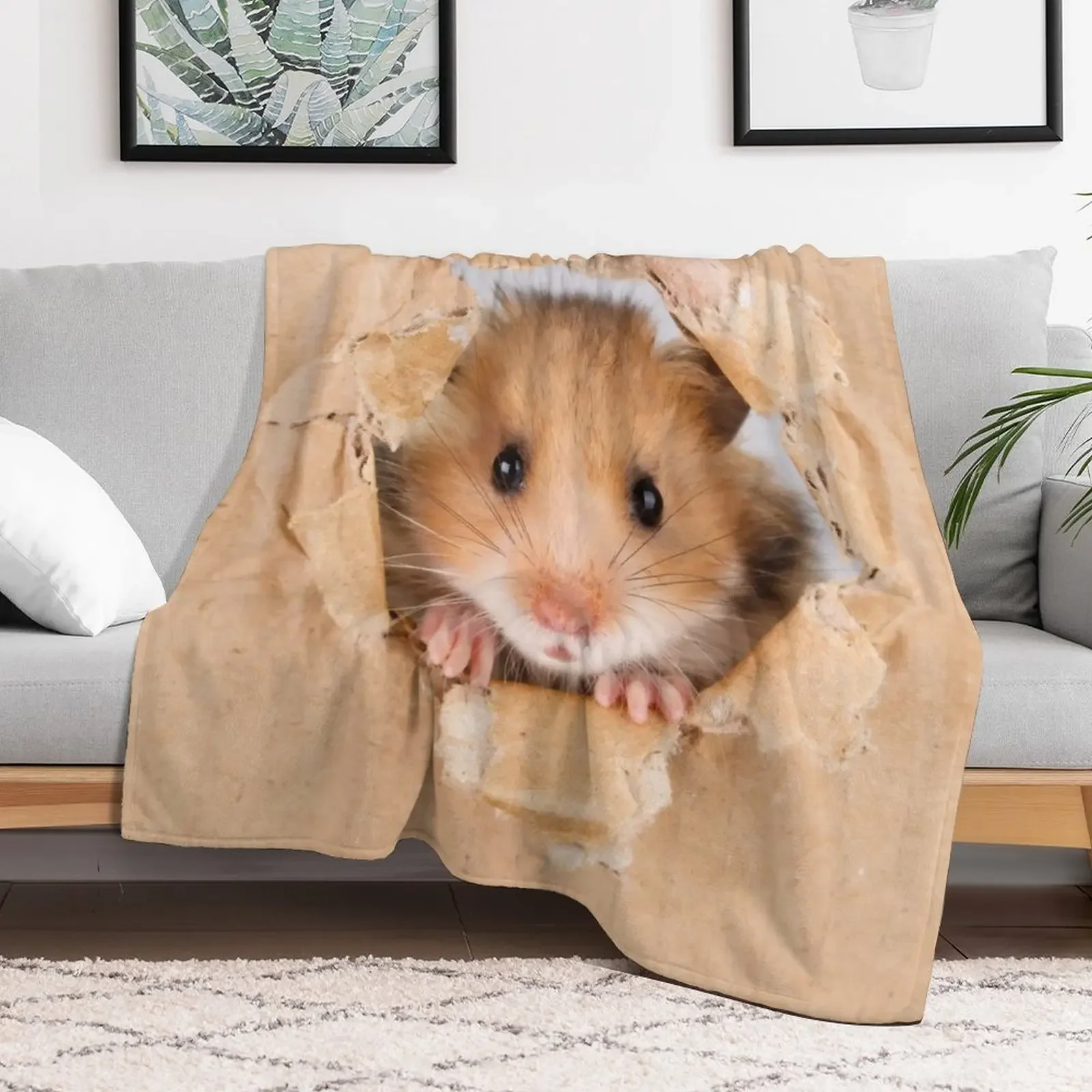 Cute Hamster Throw Blanket Summer Cool Breathable Blanket for Sleeping