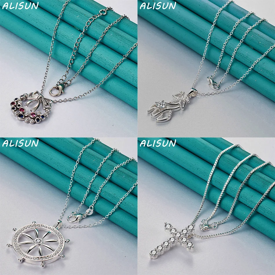 

ALISUN 40-75cm 925 Sterling Silver Design Pendant Necklace For Women Men Charm Trend Birthday Gifts Fashion Party