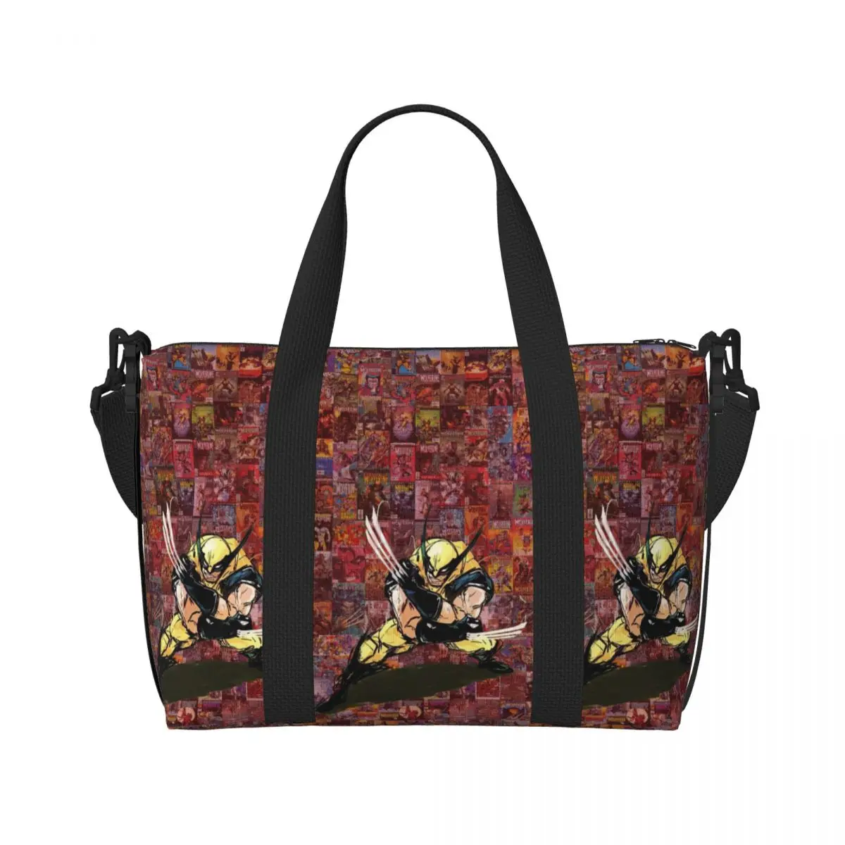 Custom Wolverine Beach Tote Bag Women Superhero Wallpaper Big Compartment Beach Gym Travel Bags