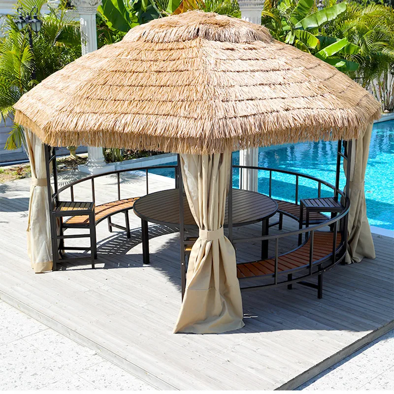 Outdoor Courtyard Gazebo Villa Dome Thatched Shed Straw Round Gazebo