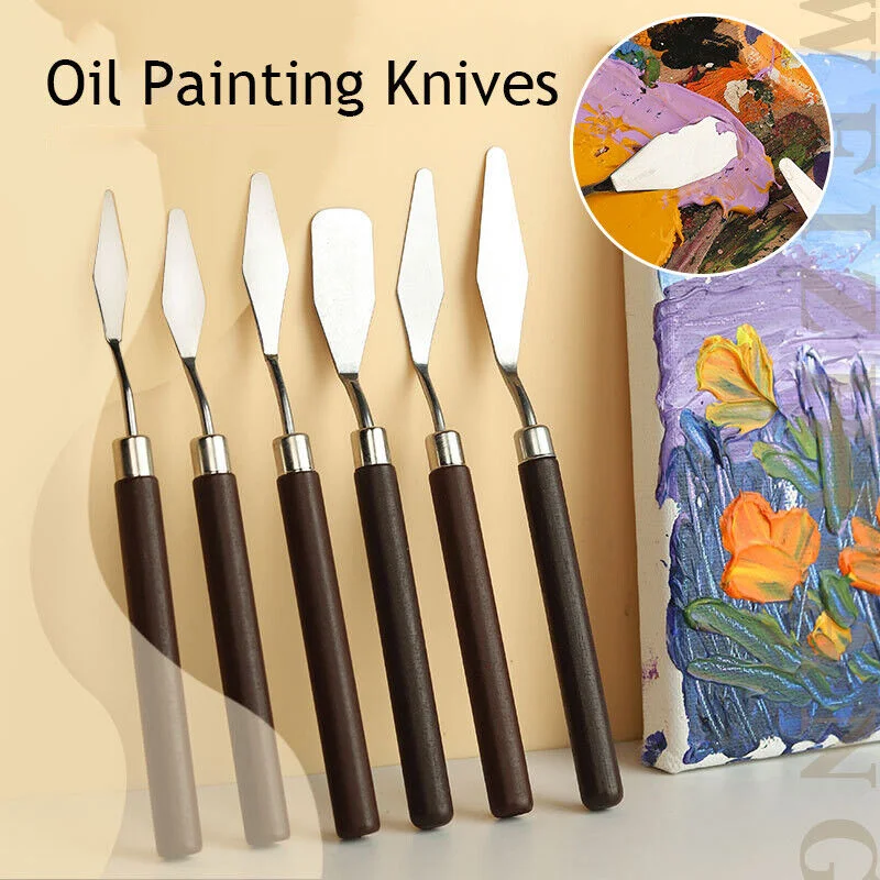 7Pcs/Set Stainless Steel Oil Painting Knives Artist Crafts Spatula Palette Knife Oil Painting Mixing Knife Scraper Art Tools