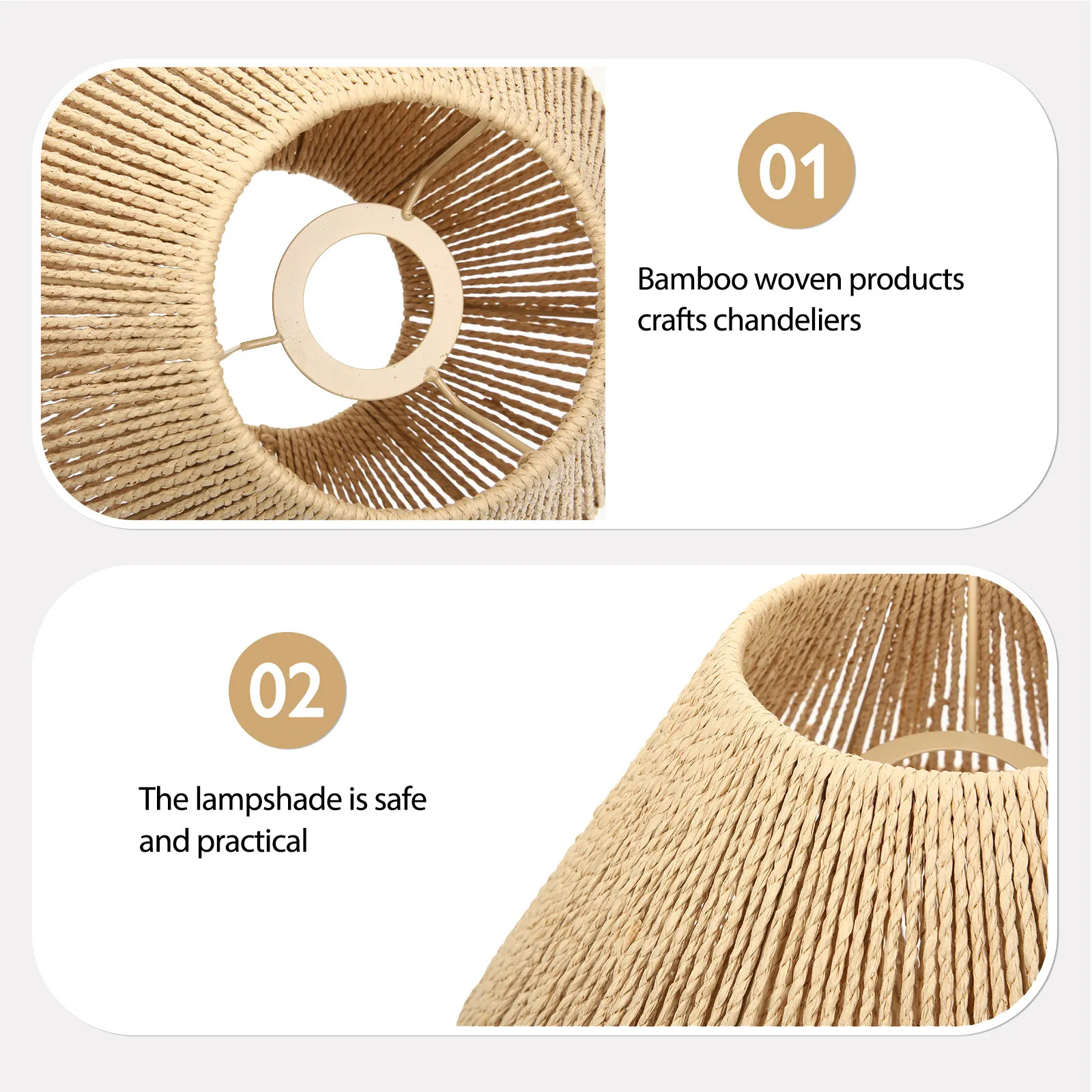 Vintage Woven Lamp Shade for Pendant Ceiling Lamp Rustic Simple Style Decorative Diffuse Lighting Warm Cozy Atmosphere Bedroom