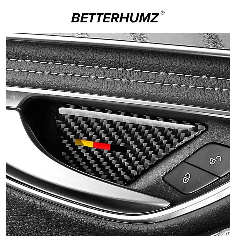 

For Mercedes Benz W205 C180 C200 C300 C Class 2017-2021 Carbon Fiber Car Interior Door Handle Bowl Trim Stickers Accessories