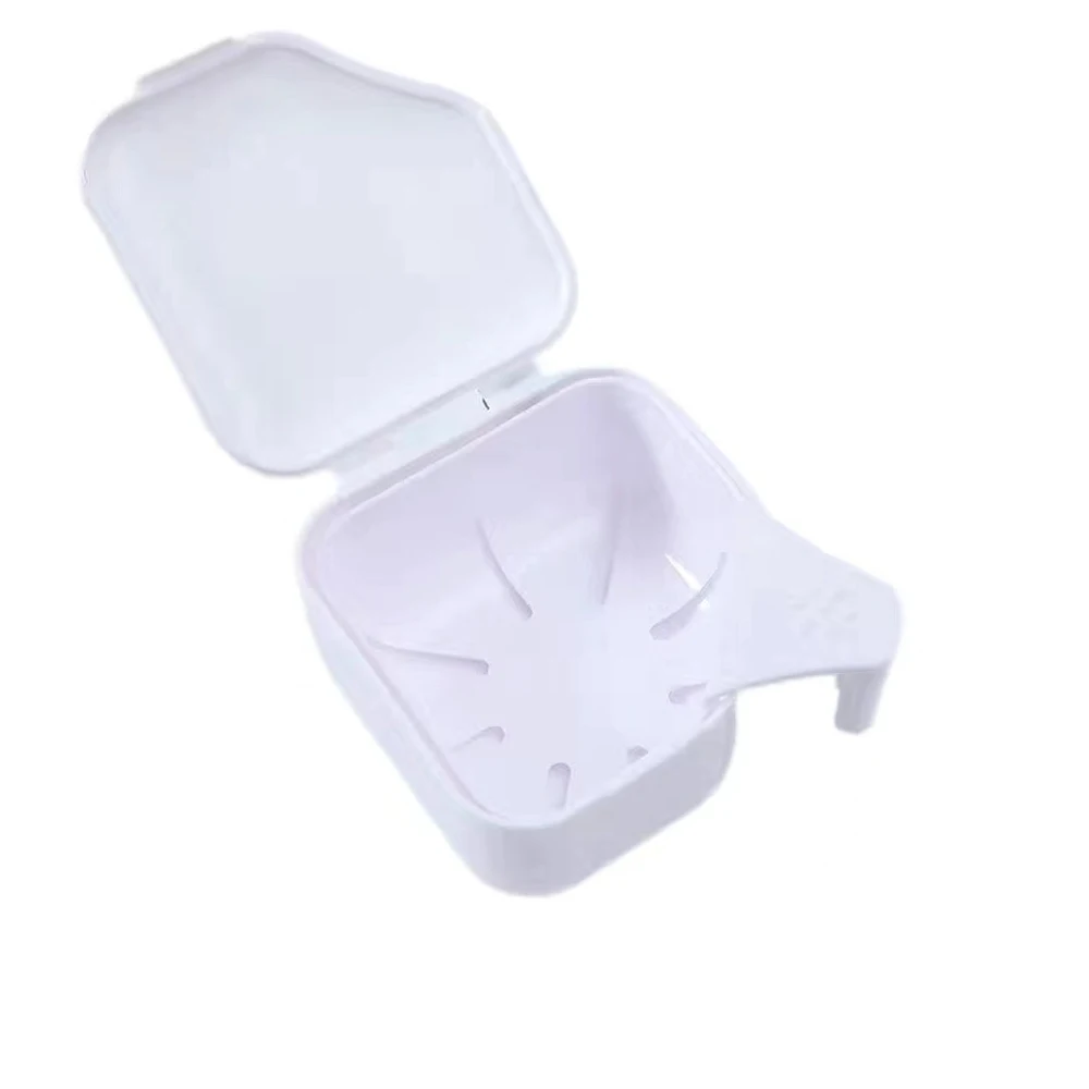 Denture Bath storage Box Orthodontic Retainer Case Cleaning False Teeth Storage Box With Hanging Net Container Cleaning