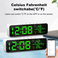 Tuya Wifi Temperature and Humidity Alarm Clock Multi-Function LED Digital Clock for Living Room, Farmhouse, Office GSY