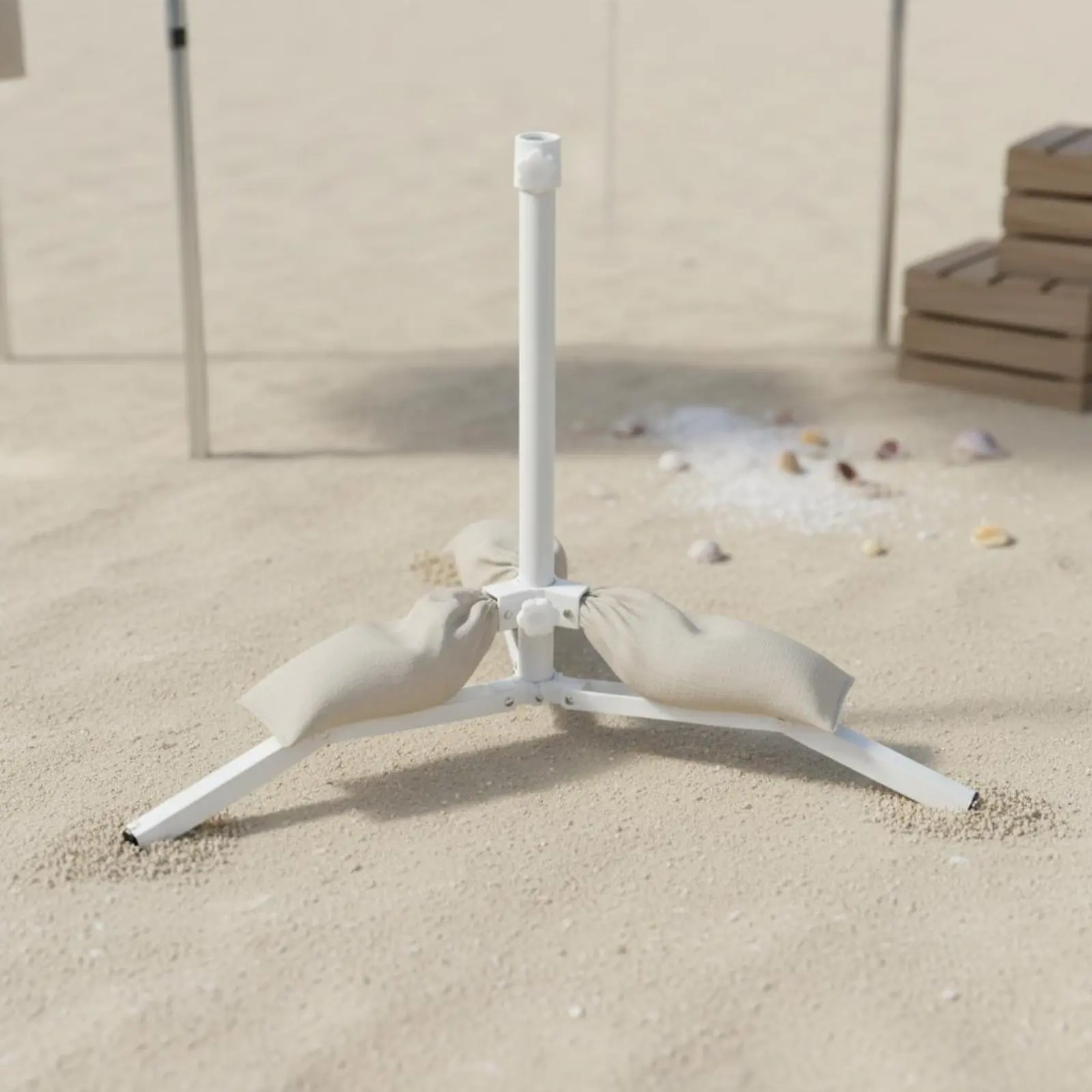 Tripod Umbrella Stand Space-Saving Metal Umbrella Tripod Portable Sunshade Stand Long-Lasting Lightweight for Beach