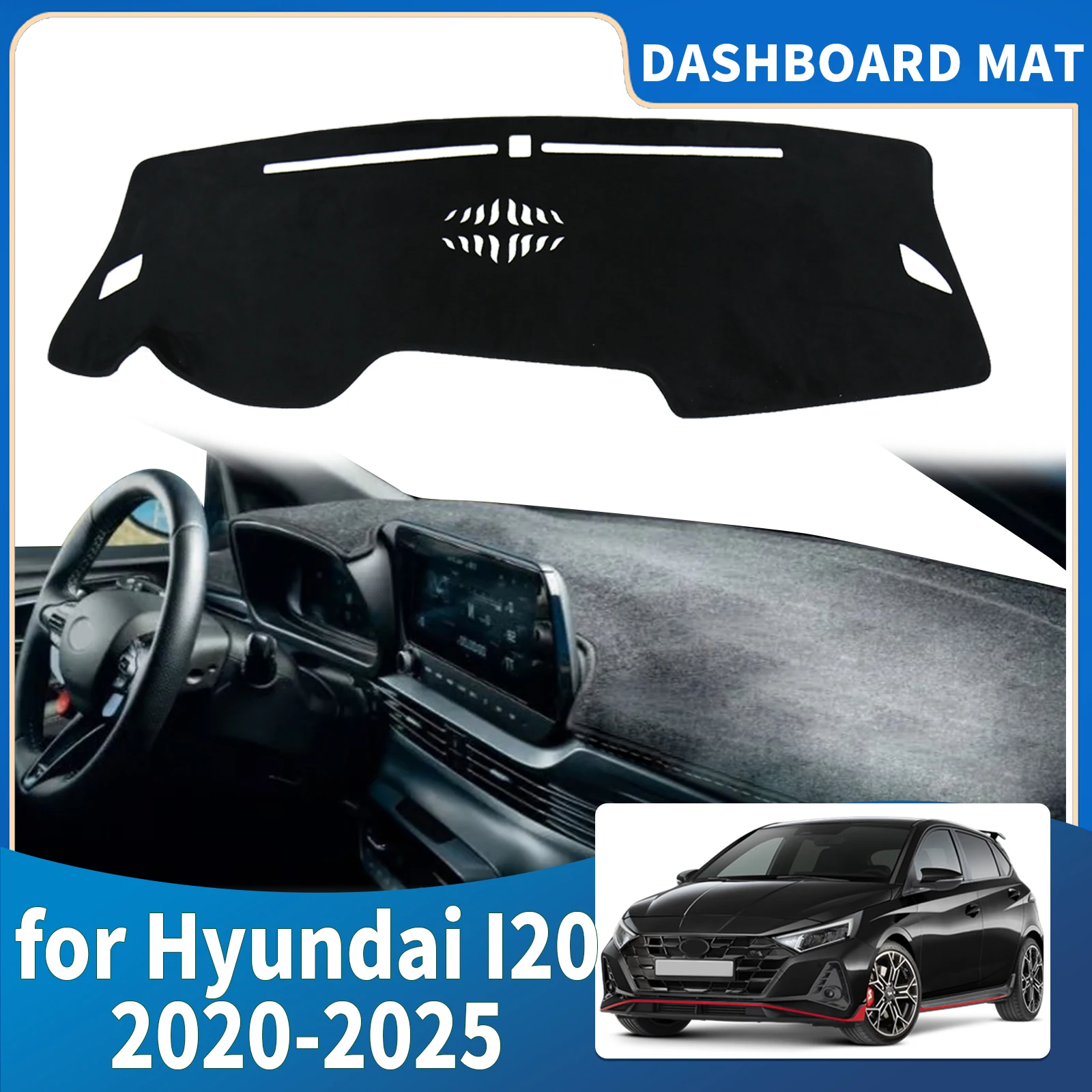

fit for Hyundai I20 III 2020-2022 2023 2024 2025 Dashmat Dashboard Cover Pad Protective Carpet Car Accessories DashMat Sunshade