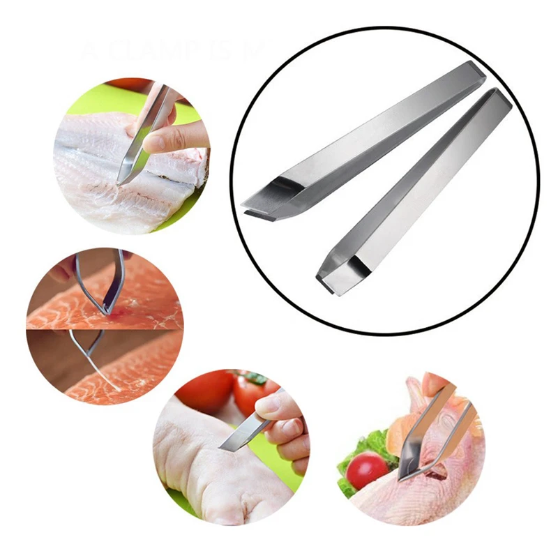 

3 Styles Fish Bone Tweezers Remover Stainless Steel Fishbone Pincer Clip Puller Tongs Hair Plucking Clamp Seafood Cleaning Tool