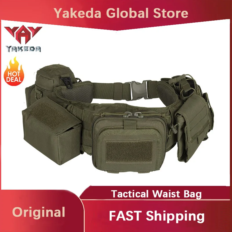 YAKEDA Tactical Waist Bag Camouflage Multifunctional Five-piece Set Tactical Waistband Security Combination Belt Accessory Bag