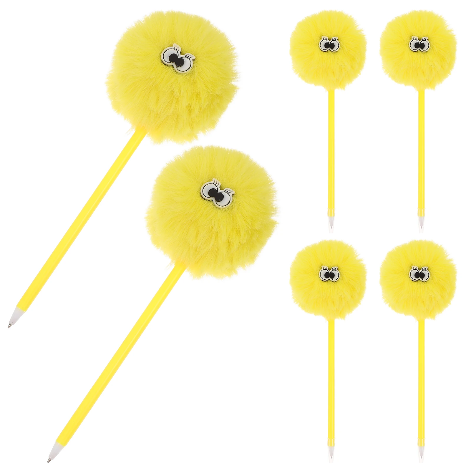 

6pcs Adorable Ballpoint With Pom Pom Toppers Cute Writing Pens For Students Lovely Decorative Cartoon Pens Smooth Writing