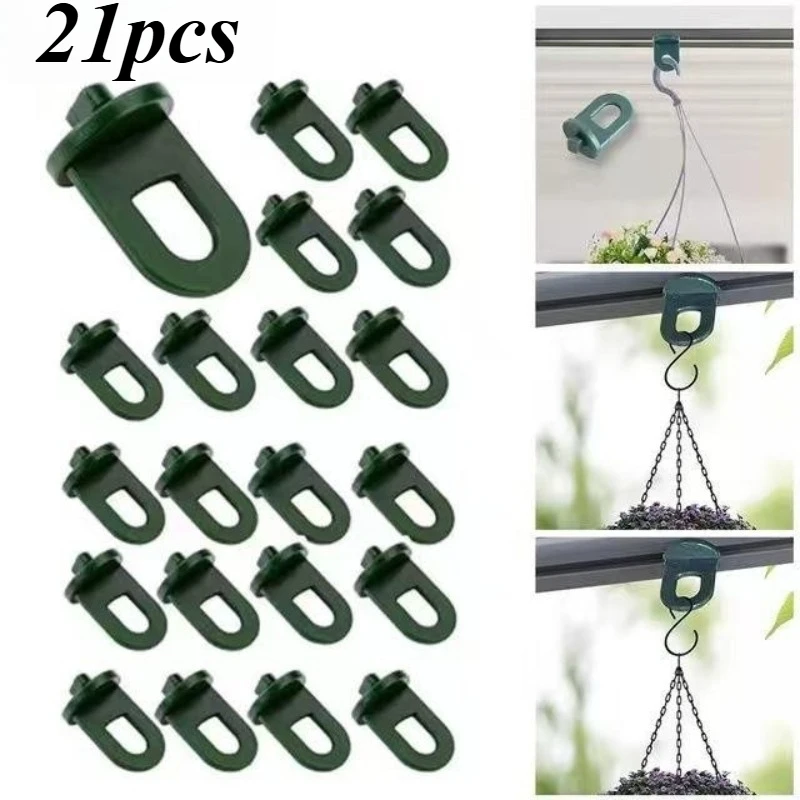21PCS Greenhouse Plant Clips & Hooks Set with Heat Insulator Plant Flower Hangers Basket Supports Shade Net & Plastic Hooks Gard
