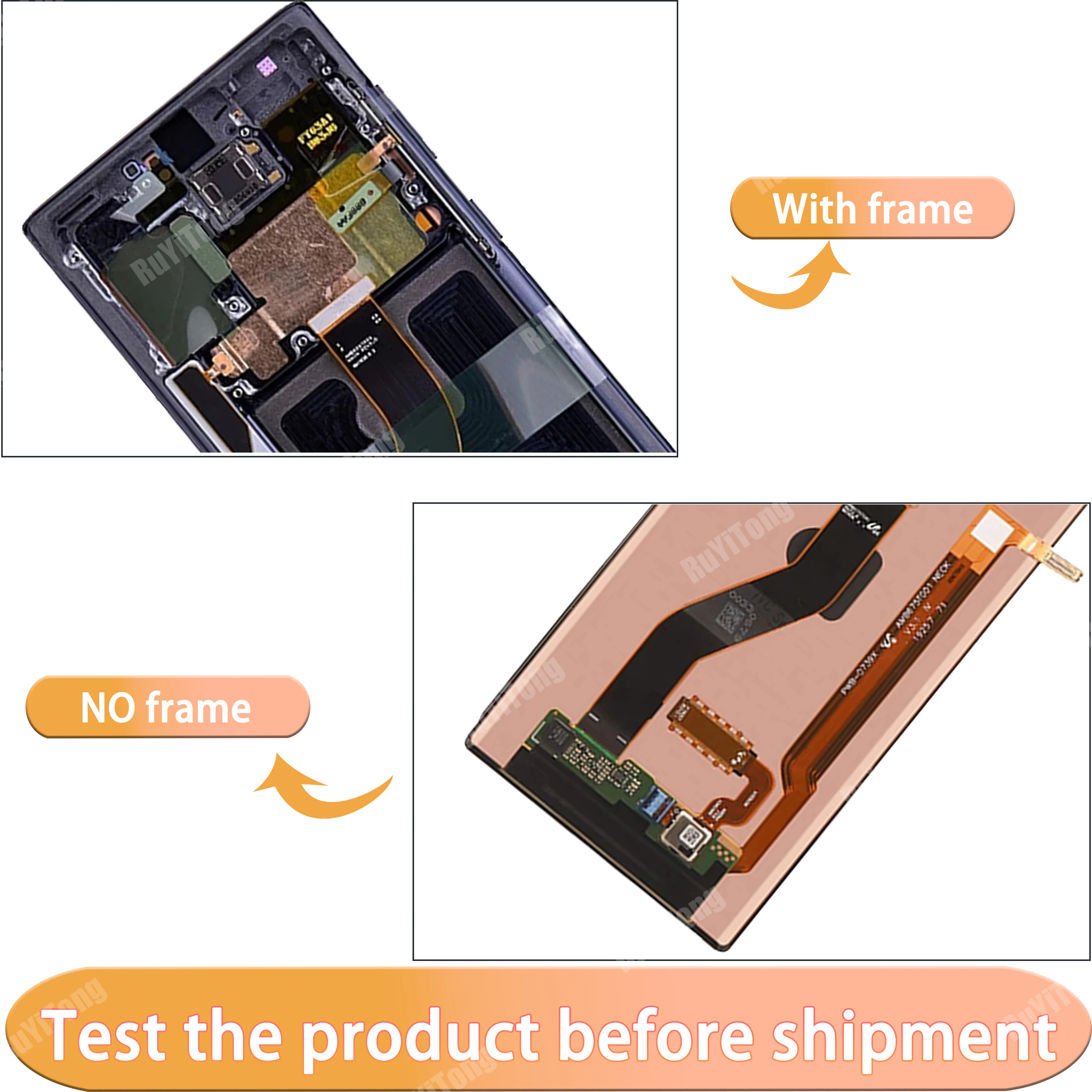 AAA+ 100% Test AMOLED Replacement For Samsung NOTE10 LCD N970F NOTE 10 Plus N975F LCD Display Touch Screen Digitizer With Frame