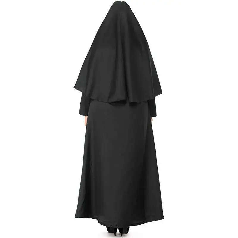 Cos Nonne Schwester Gewohnheit Kostüm Halloween Frauen Christian Missionar Katholische Cosplay Karneval Fantasia Kostüm Schwarz Lang