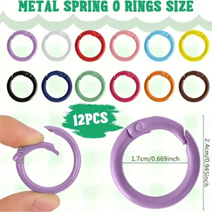 12/24 pieces of multi-color combination spring O-ring outdoor keychain, openable, round durable zinc alloy wrench zipper, suitab