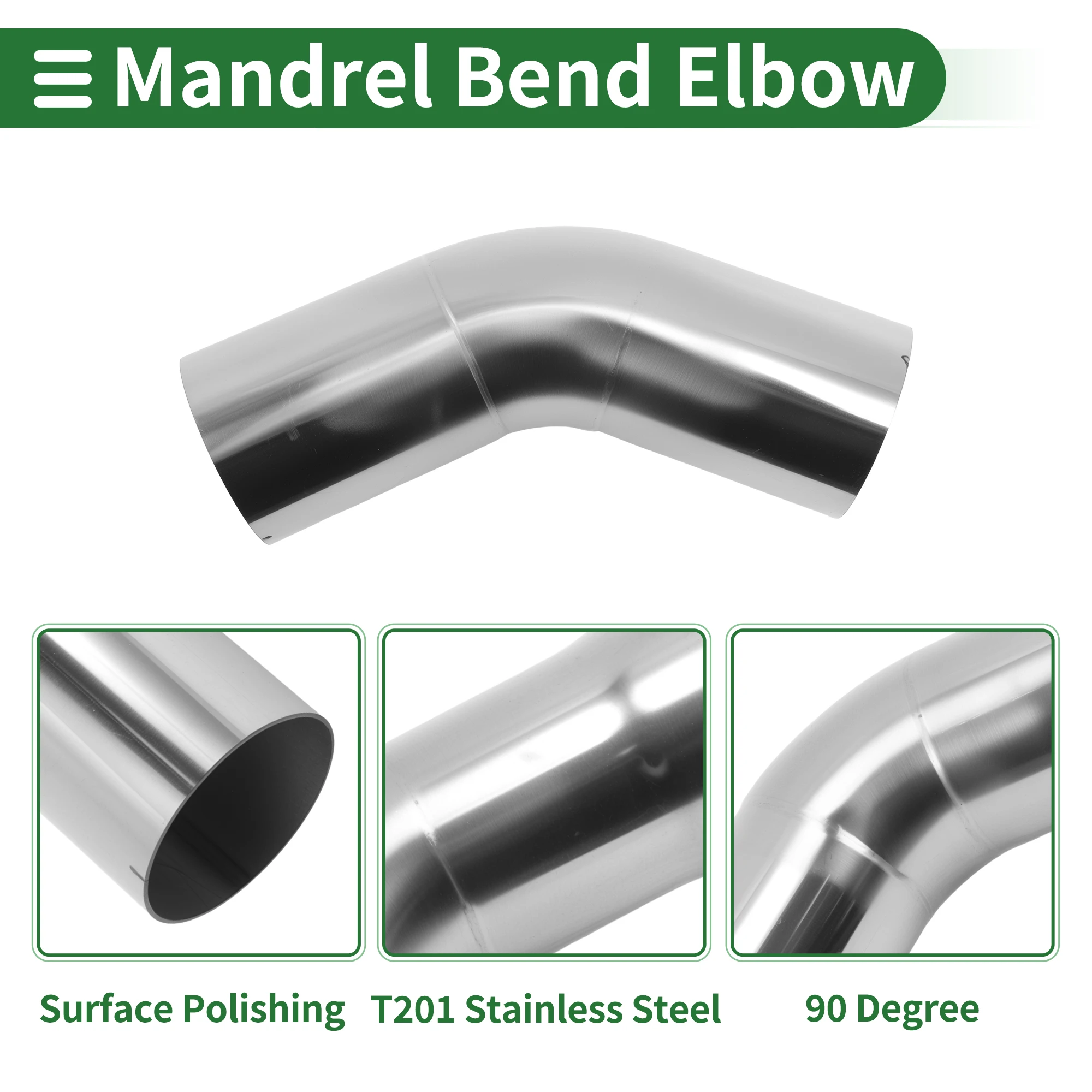UXCELL 51mm 57mm 76mm 102mm OD Auspuff-Krümmerrohr T201 Edelstahl Universal 45 Grad Mandrel-Bend-Winkelrohr-Verbindung – Detail 6