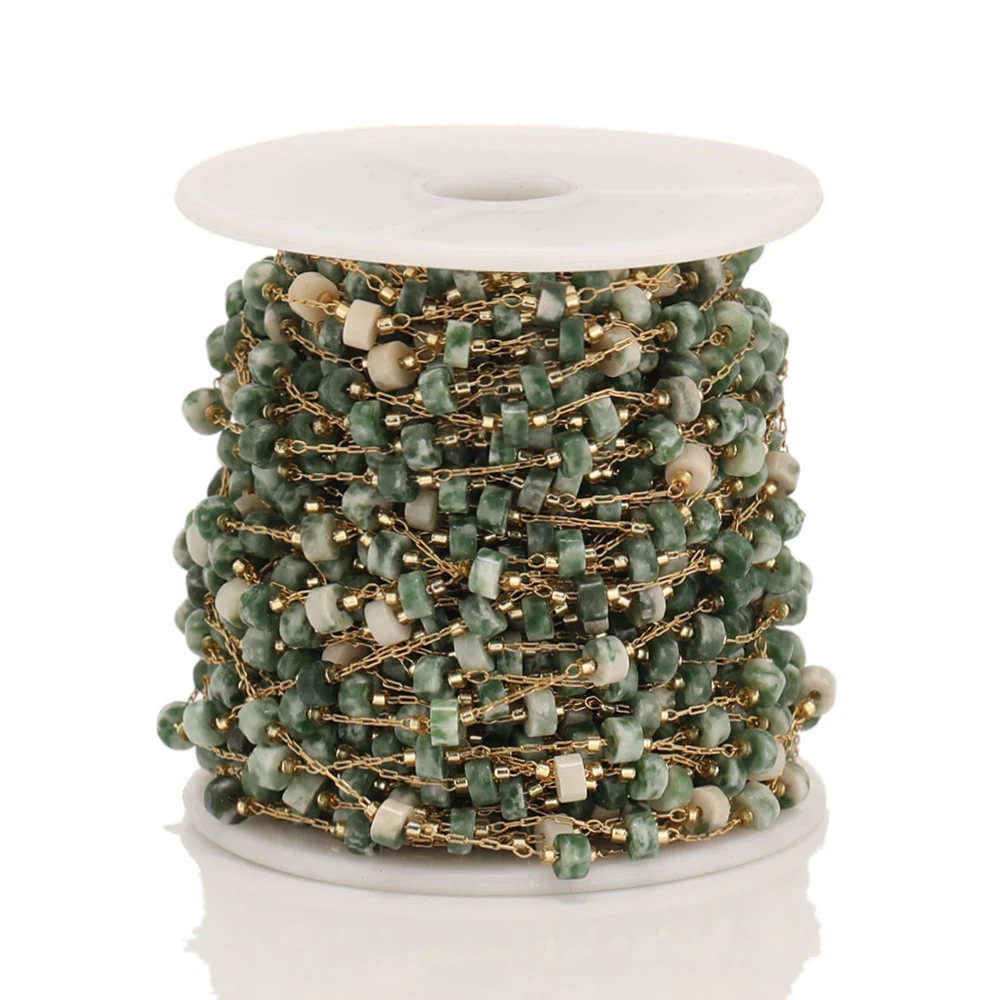 1 Meter Zylinder aus Naturstein mit Edelstahlketten für DIY-Schmuckherstellung, Halskettenzubehör, Armbandkomponenten und Zubehör – Detail 3