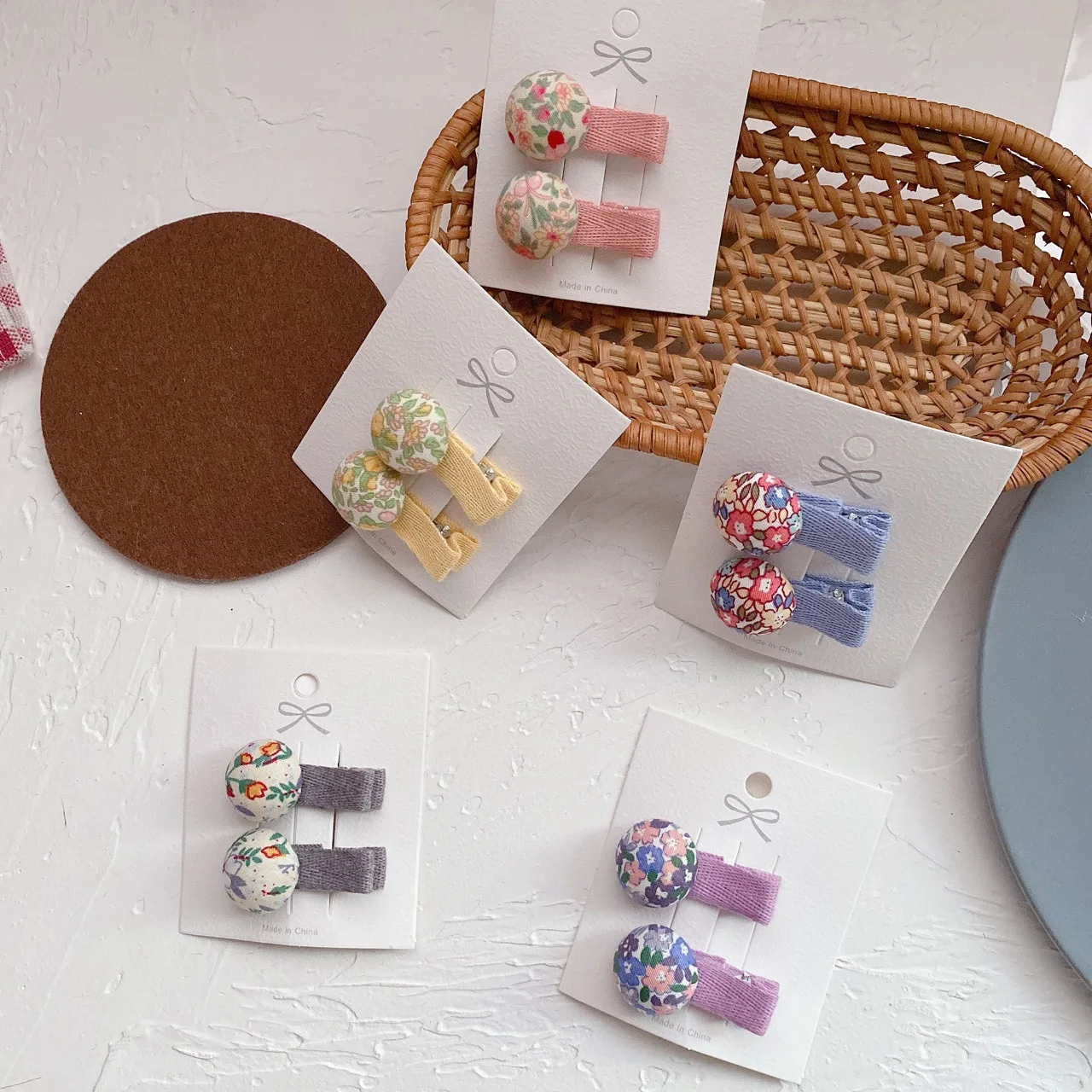 2 قطعة مقاطع الشعر طباعة الأزهار Kawaii Bowknot المشابك الحلو أغطية الرأس للطفل الفتيات الخريف الشتاء الاطفال دبابيس الشعر #1