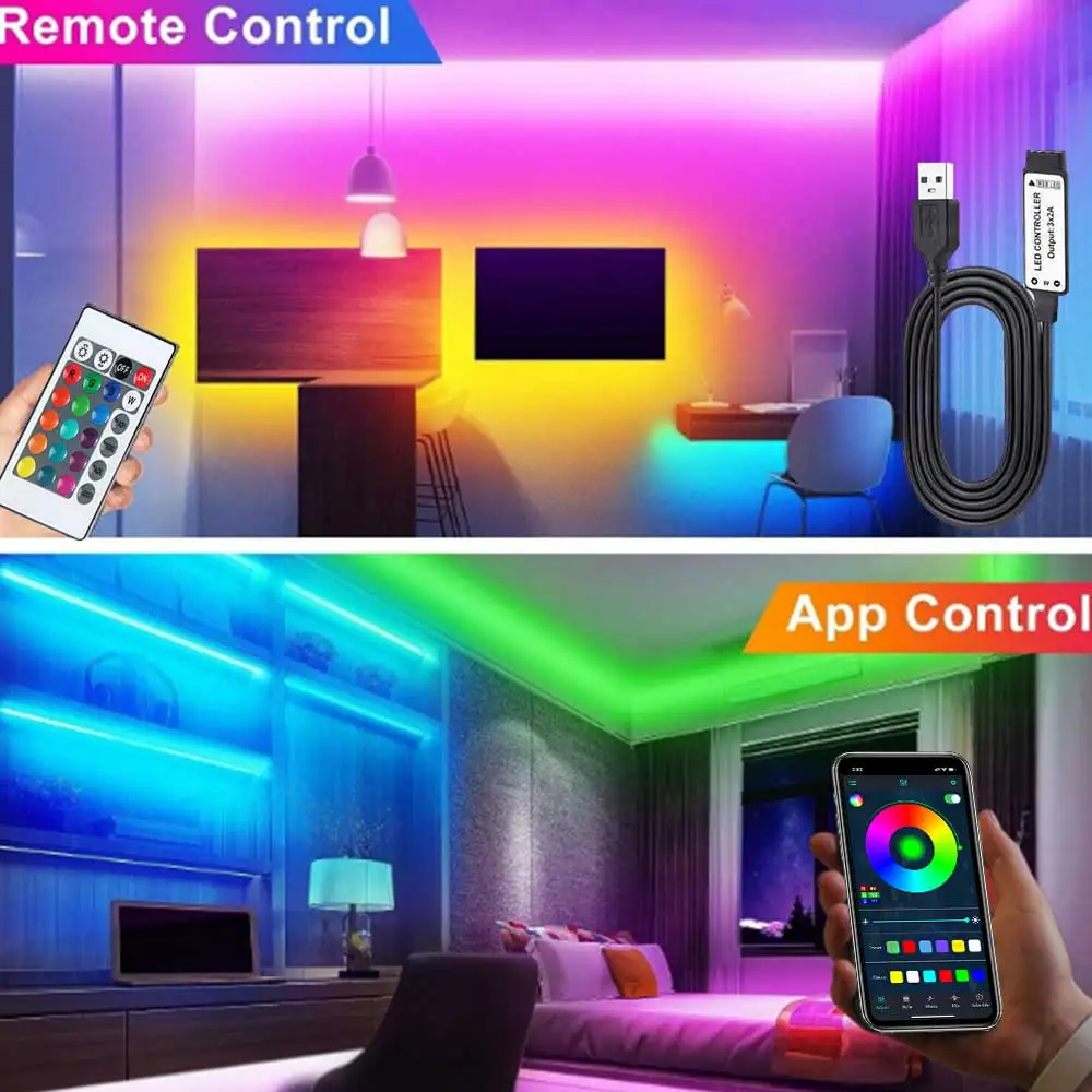 5V USB RGB light strip IP65 Waterproof 1/2/3/4/5M Neon Strip Bluetooth App And Remote Control For Home Neon Lighting