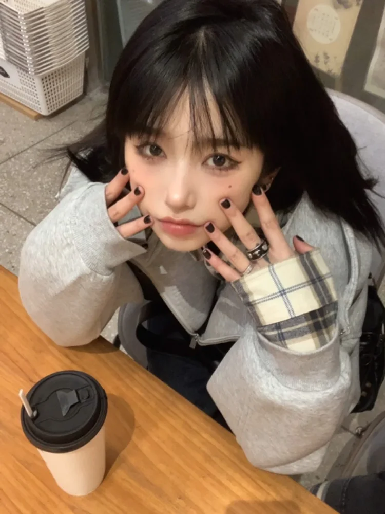 Damski kardigan z wysokim kołnierzem i kapturem, ocieplany, sweter, kurtka, styl uliczny, modny design, jesień-zima, marka Faion